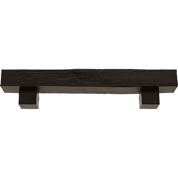 Kit W/ Alamo Corbels, Premium Walnut, 4H  X 4D X 60W Rough Cedar Faux Wood Fireplace ManteL